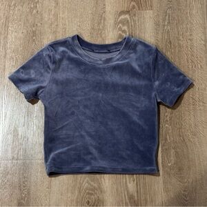 Velvet Short Sleeve Top in Blue